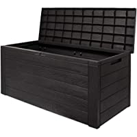 Deuba Arcón de Almacenamiento Aspecto de Madera con Tapa abatible - 120x45x60 cm cajón de jardín Caja para Cojines Mesa